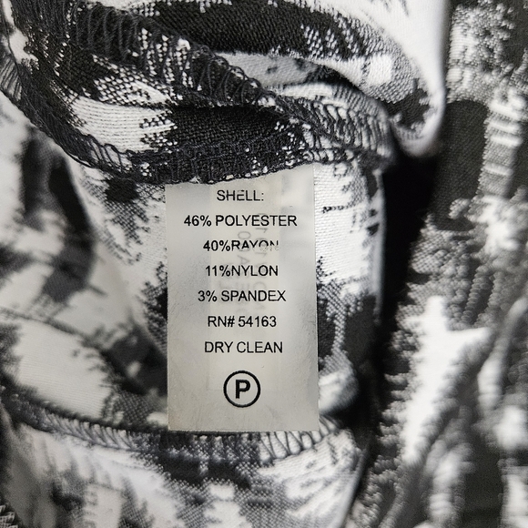 Calvin Klein Sheath Dress Black White Jacquard Sleeveless Zip Back 10 - Picture 7 of 8